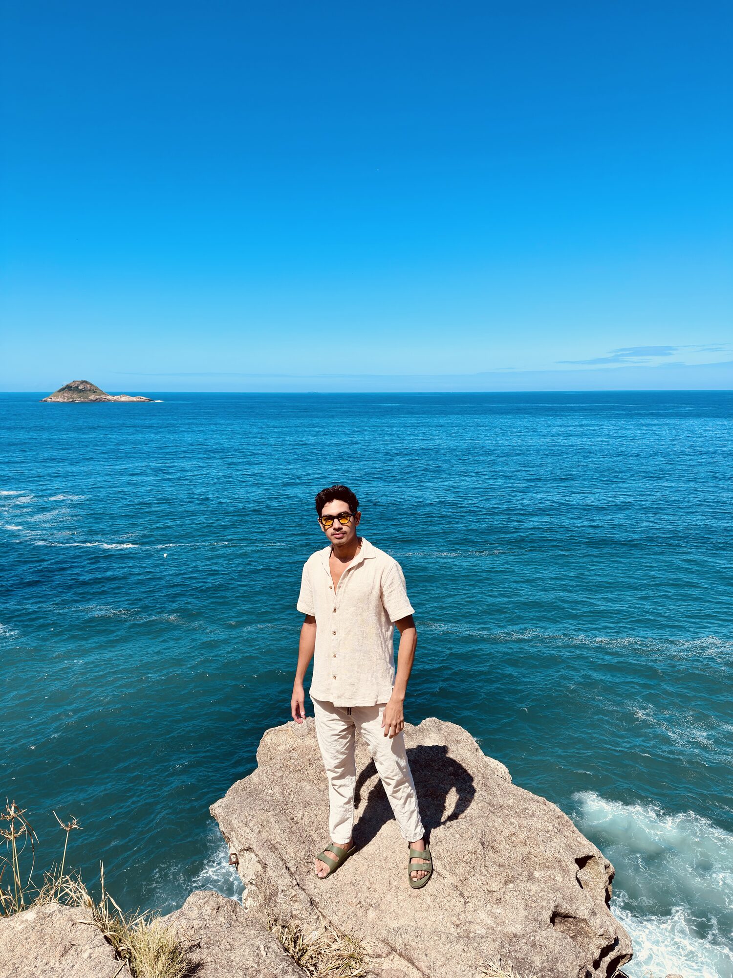 Standing on the coastal rock